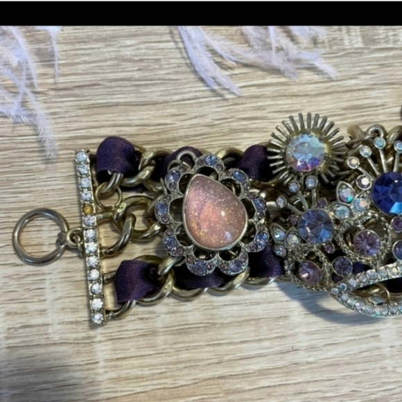 🍁🍂Rare Betsey Johnson Vintage Tzarina Sugar Plum PurpleCrystal Mirror Crown - Picture 2 of 11